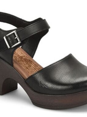 b.o.c. Black Leather Mary Jane Clog with Buckle